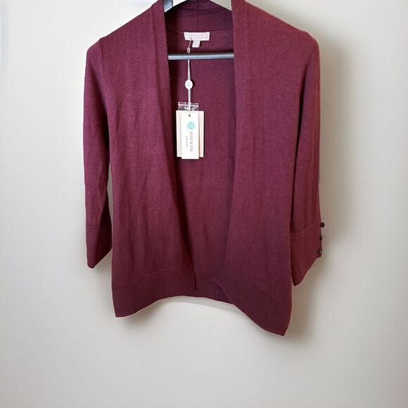 Evolution Ancho Chili Cardigan‎ 3/4 Sleeve Extra Small XS NWT merlot Stitch Fix - Picture 1 of 8